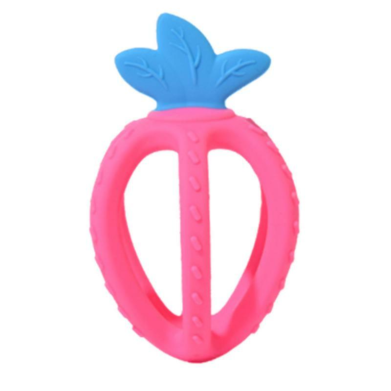Baby Teething Ball Soothing Teether Designed In Lovely Strawberry Shape Silicone Molar Chew Toy Exercise The Flexibility Of The