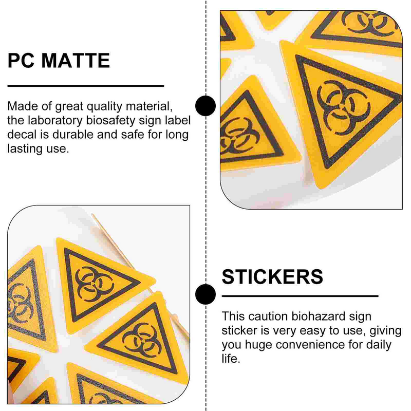 10 buah Label stiker kuku infeksi Label peringatan laboratorium Decal tanda keselamatan Biosafety bahan Matte untuk
