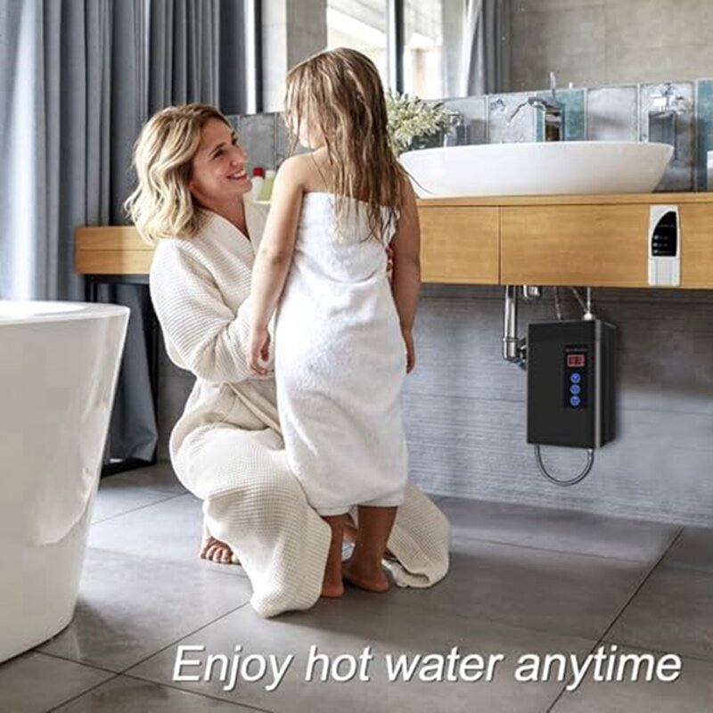 Tankless Water Heater Electric, 3000W 110V Instant Hot Water Heater With Remote Control Digital Display US Plug Durable