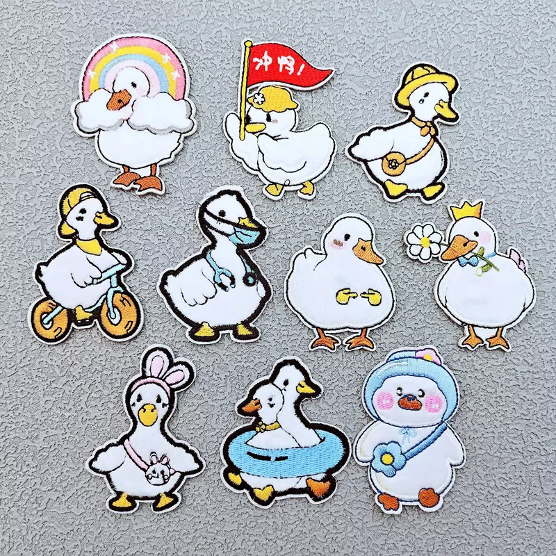 Hot Cartoon Embroidery Patches DIY Cole Duck Duckling Cloth Sticker Self-adhesive Badge Kids Clothes Bag Hat Fabric Accessories