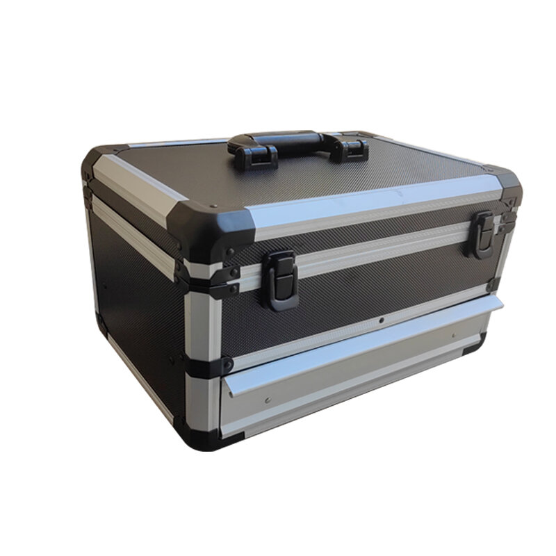 Cassetta degli attrezzi grande vuota scatola portaoggetti a 2 stadi Organizer cassetta degli attrezzi in alluminio per attrezzatura meccanica valigia cassetta degli attrezzi