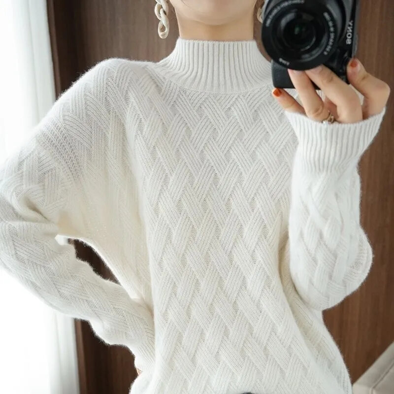 Sweter damski z golfem 2023 nowość modny Top jesienno-zimowy sweter damski koreański sweter sweter z dzianiny