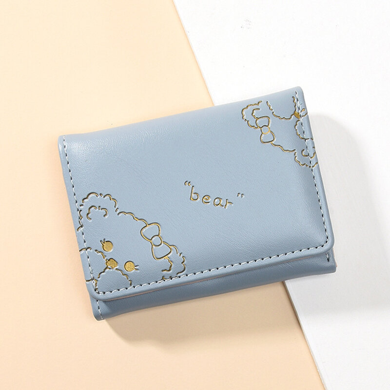 New Cute Cartoon Women Short Wallet PU Leather Card Bag Female Folding Purse Small Coin Purse Card Holder Clutch porte monnaie