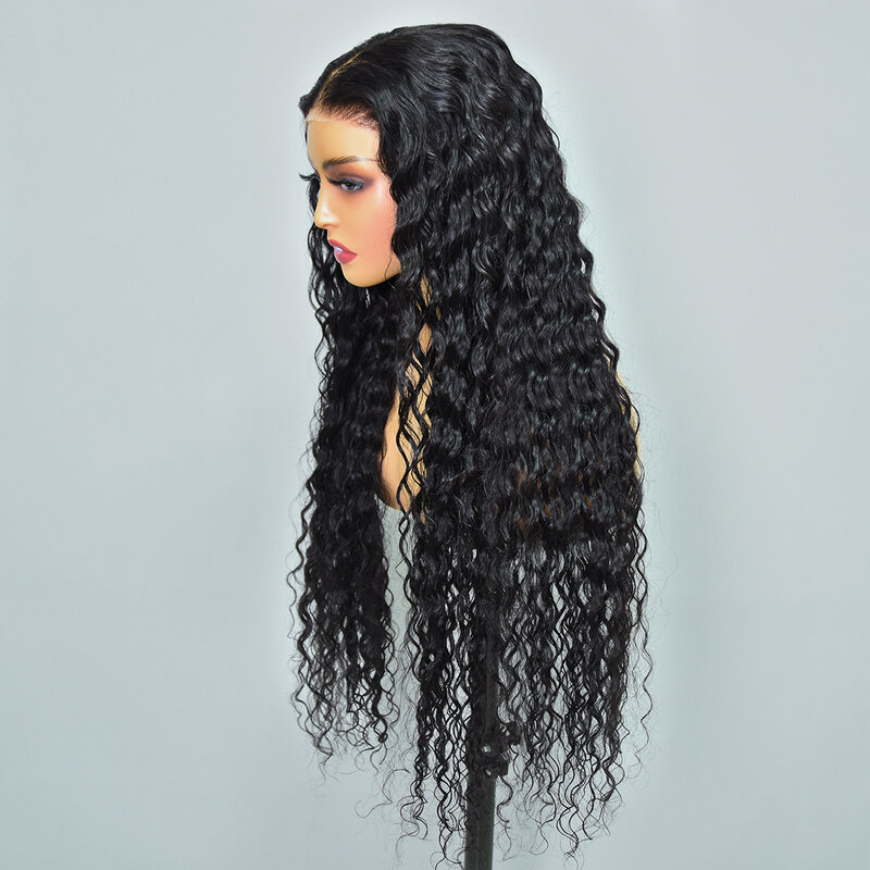 Water Wave 6x4 Glueless Lace Wigs Ready To wear Preplucked Wave Wave Lace Wigs Glueless Curly Human Hair Wigs 20-32"