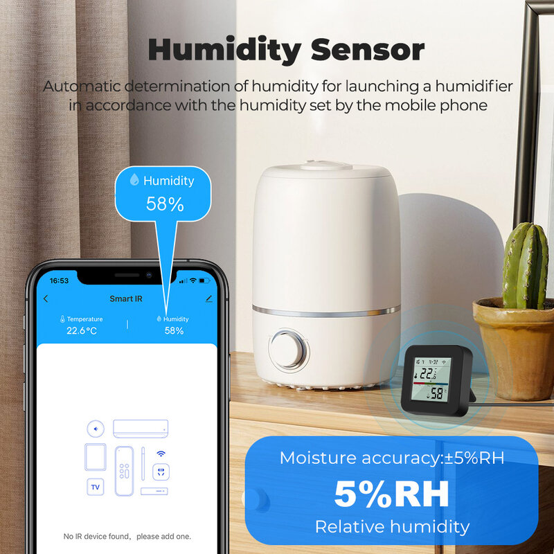 Tuya Smart Wifi sensore di umidità della temperatura remoto a infrarossi per il controllo vocale della ventola del condizionatore d'aria TV per Alexa Google Home Life