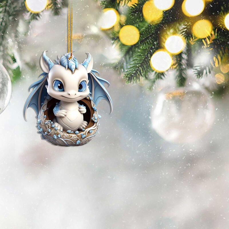 装飾的なドラゴンの卵の形をした磁器の置物,青と白,クリスマス人形,車の室内装飾,木のおもちゃ,ギフト