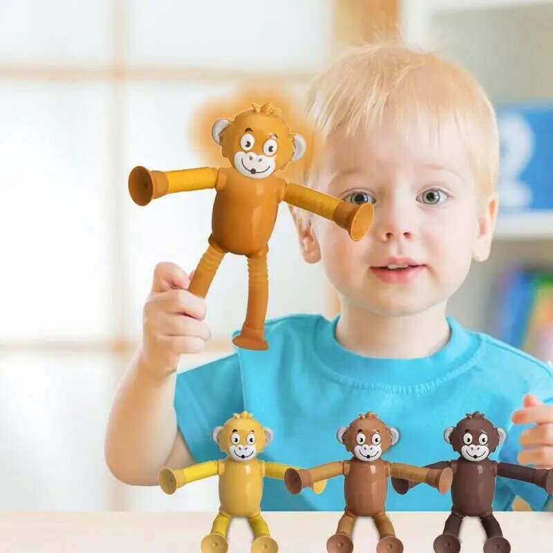 Juguetes de mono de tubo telescópico para niños, peluche sensorial de juguete, tubo elástico descompresso, Animal Popping