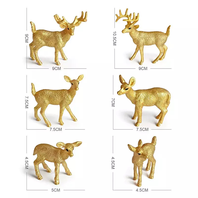 จำลองป่ากวาง Figurines Moose,กวาง,กวางขนาดใหญ่,Alpaca,sika Deer ตัวเลขการกระทำสัตว์ชุดตกแต่งของตกแต่งหน้าเค้กของเล่น