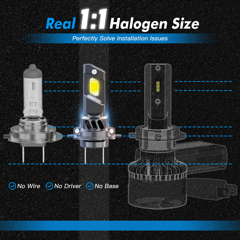 Bevinsee-bombillas LED H7 para faros delanteros de coche, lámparas de diodo Turbo, CANBUS, 70W, 10000LM, 1:1, para Volkswagen 6000K, 12V, Z22