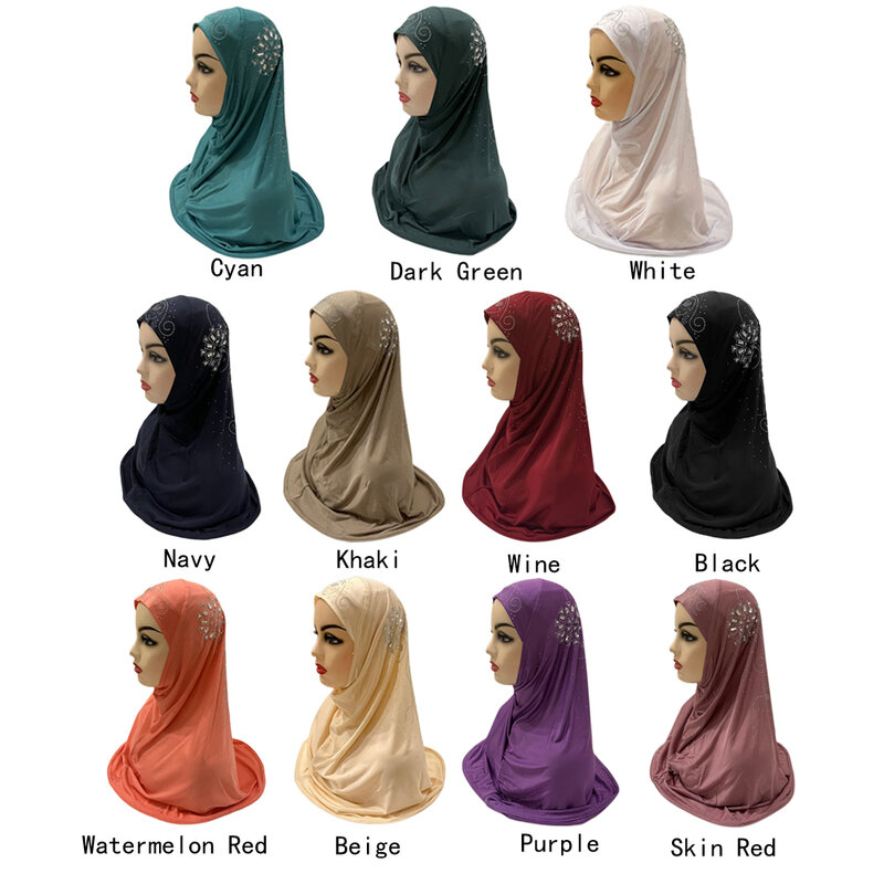 Oneชิ้นAmira Hijabผู้หญิงมุสลิมVeil HeadscarfหัวตะวันออกกลางNiqab Burqaสวดมนต์อิสลามผ้าพันคอหมวกอาหรับสีทึบ
