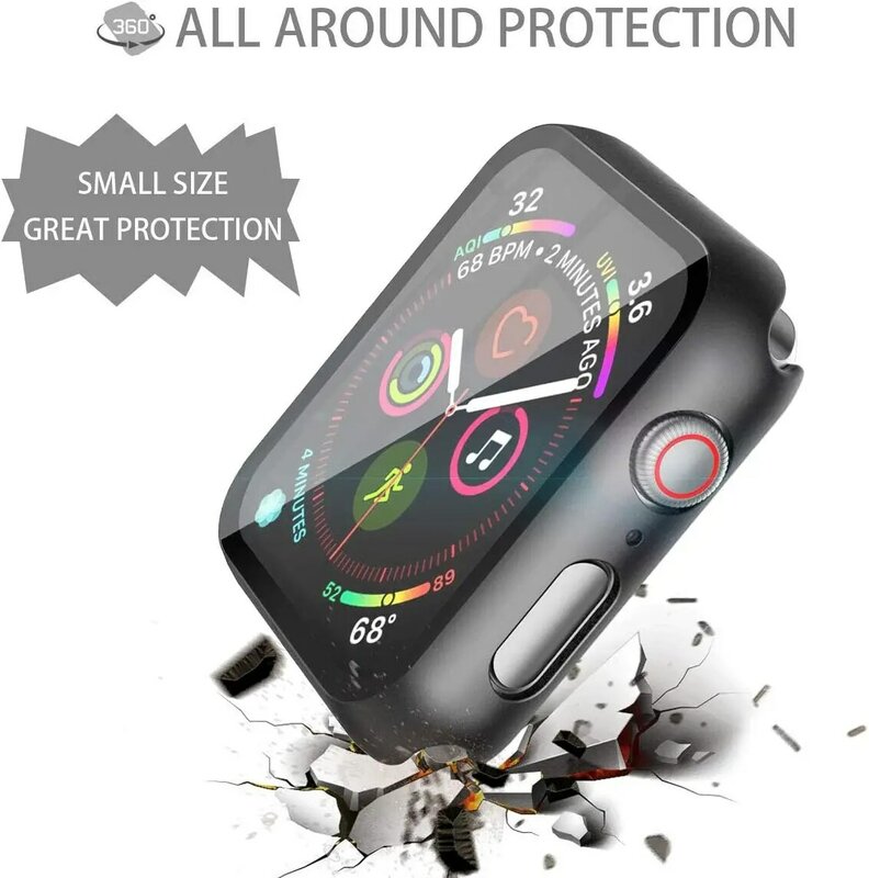 Protecteur d'écran en verre du Guatemala, boîtier PC rigide, compatible avec Apple Watch SE, série 6, série 5, série 4, 40mm