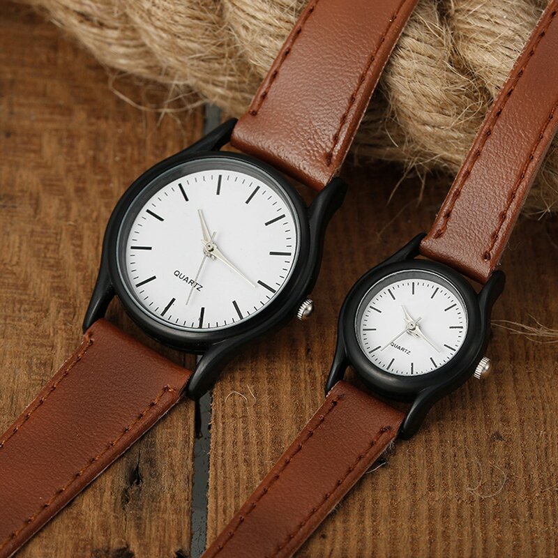 Casal modelo Leather Strap Watch, Relógio casual do negócio, Acessórios de vestuário, Nova moda