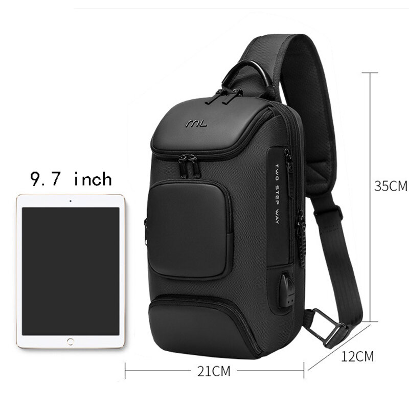 SUUTOOP Men Multifunction Anti-theft USB Shoulder Bag Travel Pack Messenger Crossbody Sling Chest Bag Pack For Male Women Female