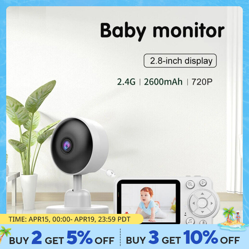 Monitor bayi tanpa kabel, perlindungan keamanan kamera bayi pintar penglihatan malam Audio dua arah Video pengawasan 2.8 inci dalam ruangan