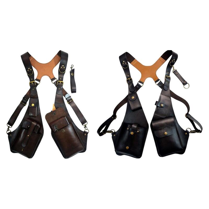Сумка-портупея на плечо, двойной кошелек в стиле стимпанк, сумка для подмышек, поясная сумка для мужчин, женщин и мужчин