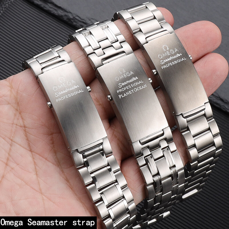 Accesorios de correa de reloj para Omega Seamaster 300 Ocean Universe 600, correas de reloj de acero inoxidable sólido, 18mm, 20mm