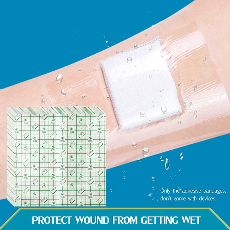 100Pcs Showerproof Transparent Adhesive Film Dressings Clear Wound Bandages Protectors For Shower Knee Surgery 4 Inch
