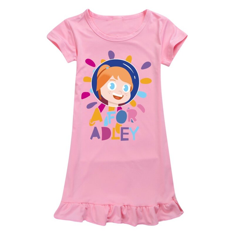 ADLEY 아동용 반팔 잠옷, 2024 여름 캐주얼 드레스, 아기 소녀 잠옷, 어린이 홈웨어, 유아 소녀 잠옷