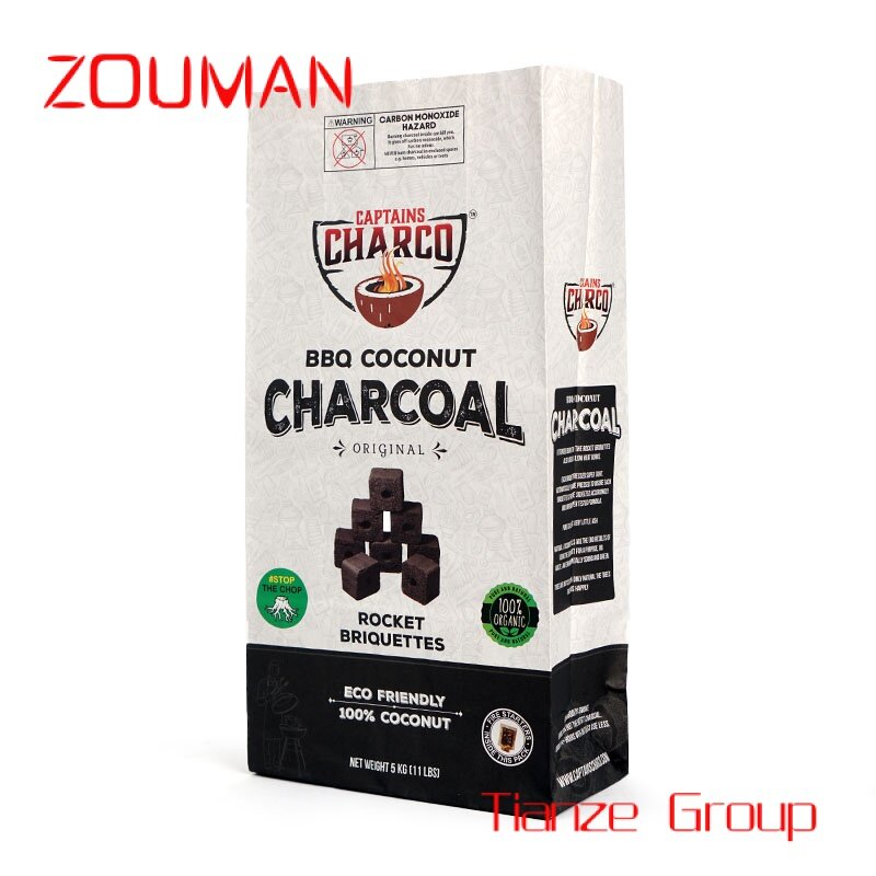 Custom , 5kg empty charcoal packing paper bags paper bag for charcoal with your own logo