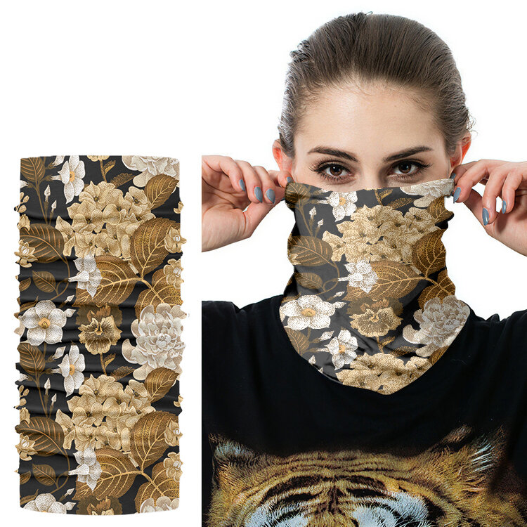 ผ้ากันเปื้อนกันฝุ่นสำหรับเช็ดหน้าคอ syal sepeda แฟชั่นพิมพ์ลายดอกไม้3D ฤดูร้อนฤดูร้อนผ้าโพกหัว