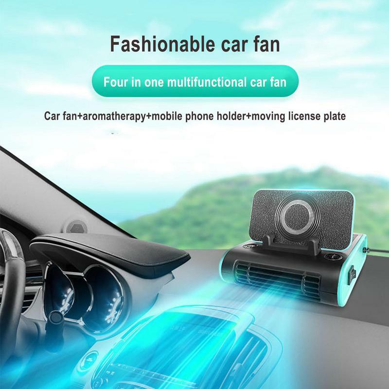 Car Cooling Fan 12V 24V Electric Auto Vehicle Fan Multi Functional Quiet Dashboard Air Fan With Phone Holder Car Accessories