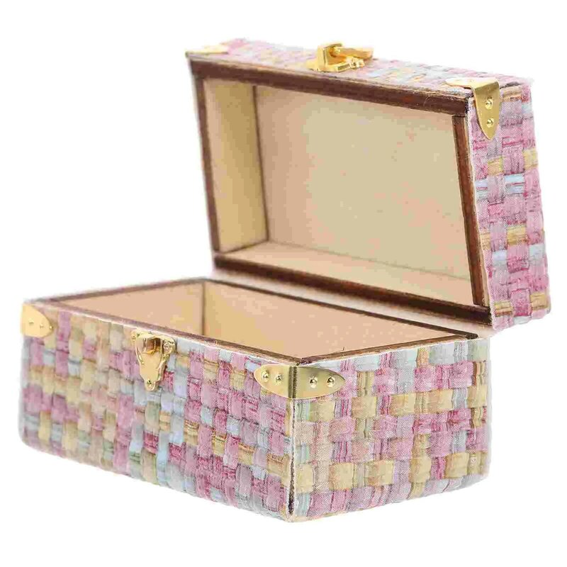 صندوق تخزين صغير مزخرف ، ديكور بيت الدمية ، حقيبة سفر ، منزل صغير ، ديكور حقيبة