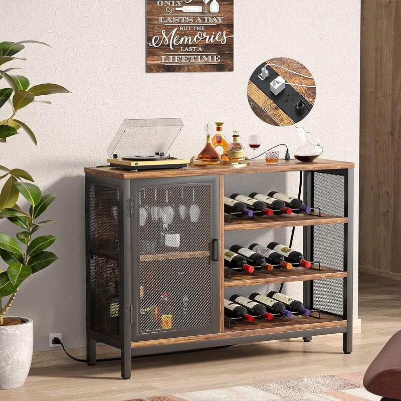 Zones iEasy-Armoire de bar à vin avec prises de courant, café industriel pour français ou verres, bar fermier R