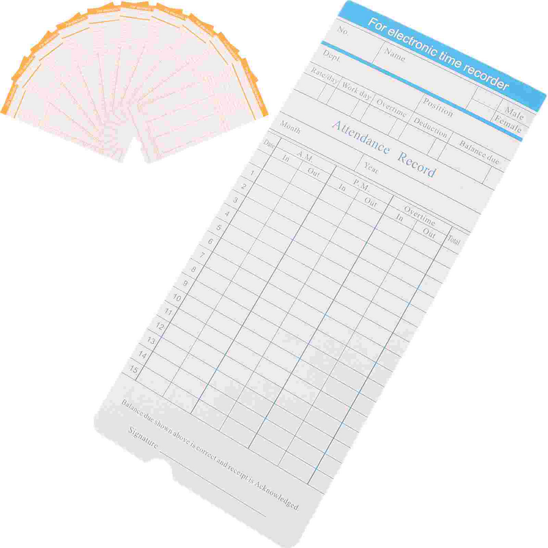 100 fogli carte del tempo a doppia faccia Punch clock English presenze Paper Timecards Edition per il personale dei dipendenti