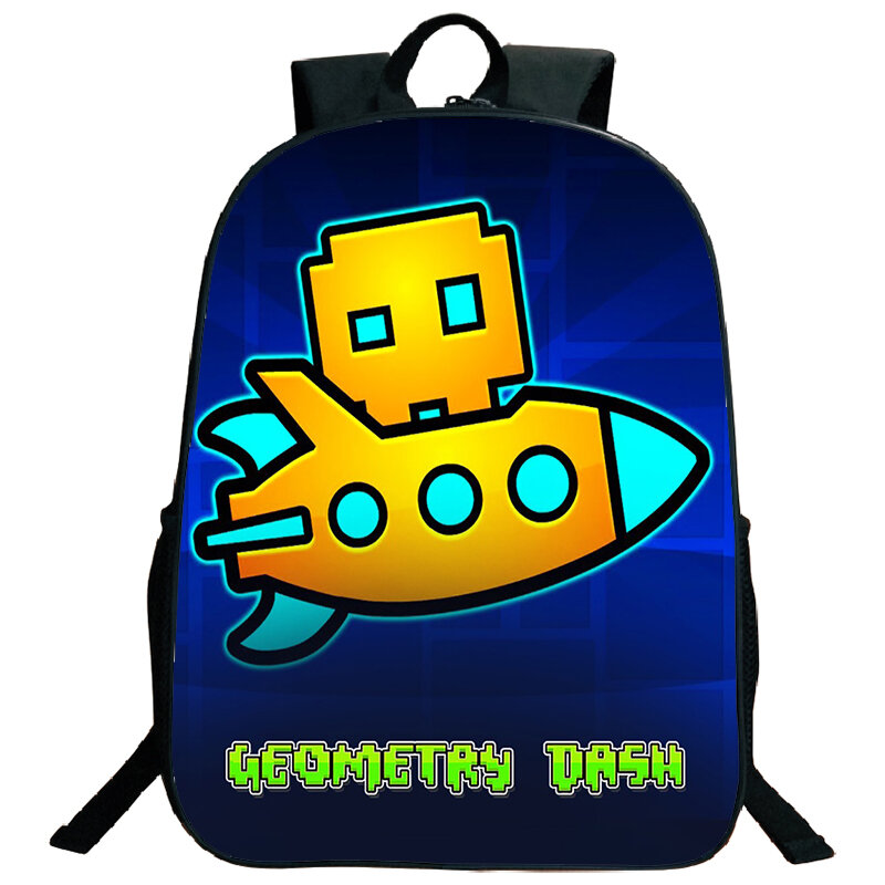 Grande Capacidade Geometria Dash Mochila para Adolescentes Estudantes, Mochila de Viagem, Meninos Softback Mochilas Escolares, Kids Bookbag, Laptop Bag