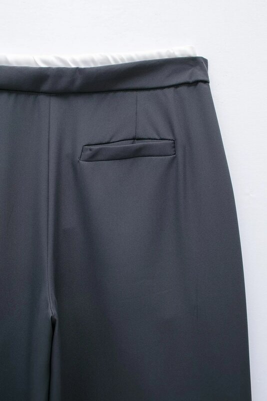 Dames Nieuwe Mode Geplooide Splicing Design Losse Casual Wijde Pijpen Retro Elastische Taille Zijzakken Dames Broek Mujer