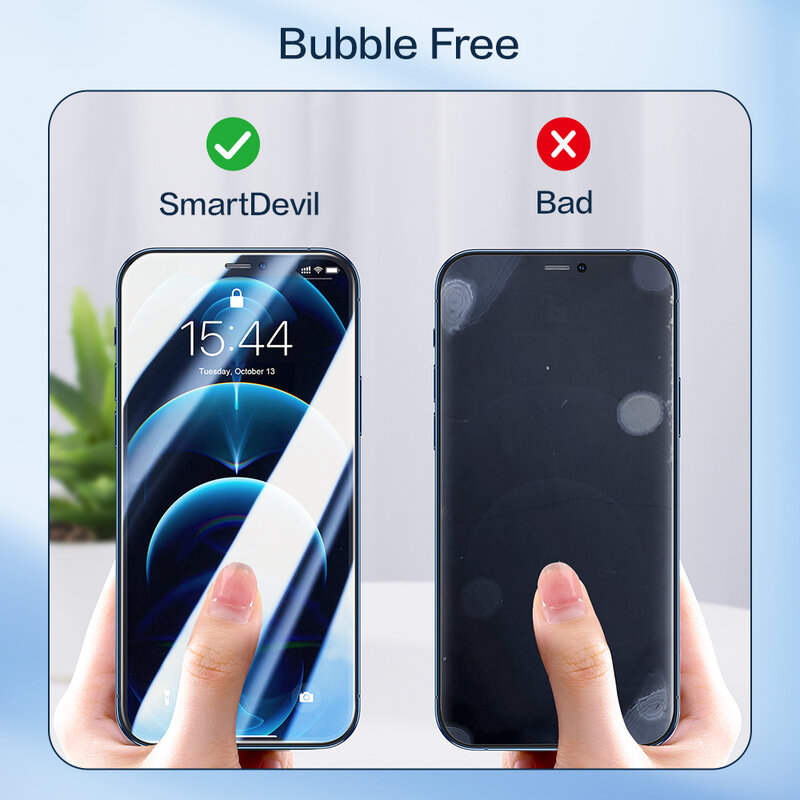 Smartdevil azul-ray vidro temperado para iphone 13 pro max mini 14 plus protetor de tela universal para 13/14/13pro, 13promax/14plus