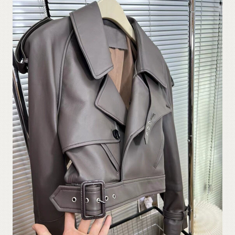 Women's Genuine Leather Coat, Natural 100% Sheepskin, Winter Fashion, Female Outwear, H811, 2023