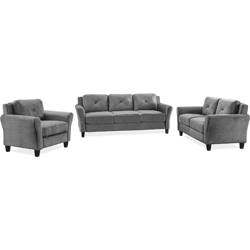 Диван, темно-серый диван, мебель для гостиной