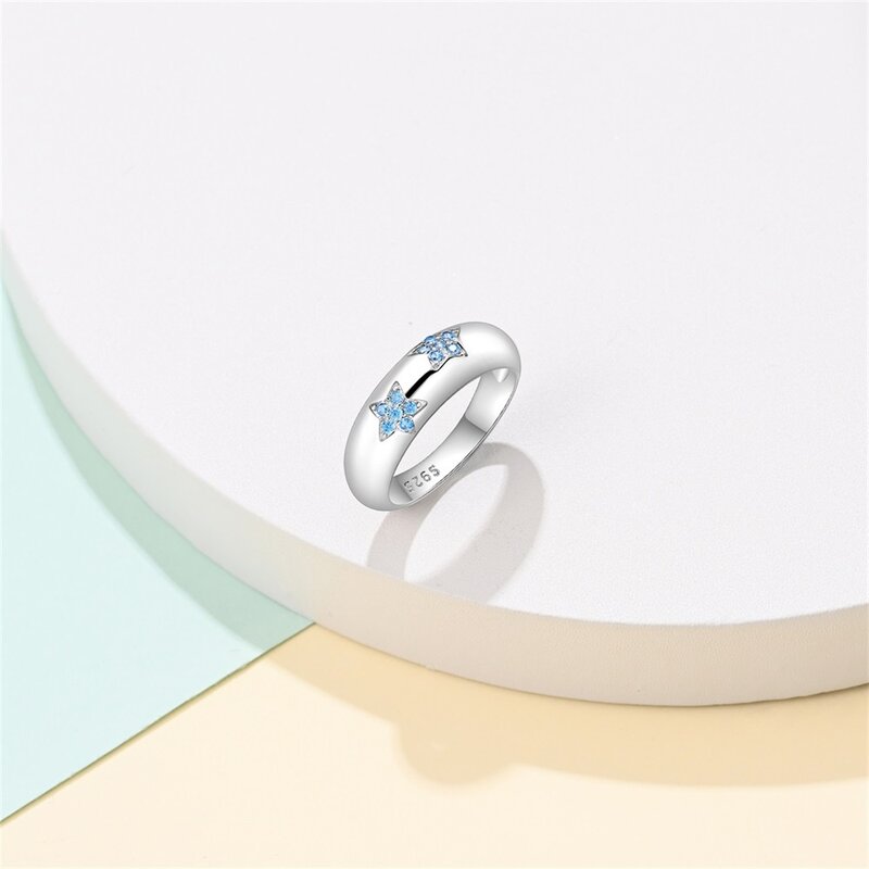 Artistieke 925 Sterling Zilveren Blauwe Ster Ring Voor Dames Dagelijks Prachtige Sieraden Accessoires