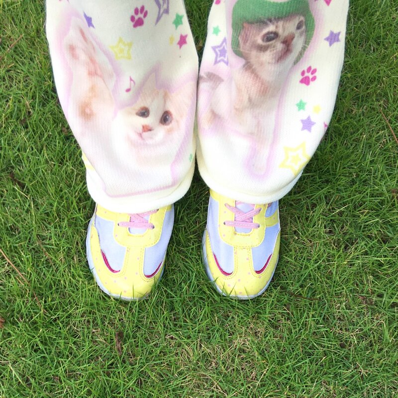 Y2k Cute Happy Kitten Millenia Hottie Foot Cover Women Leg Sleeves Cat Girls Knee Sleeve