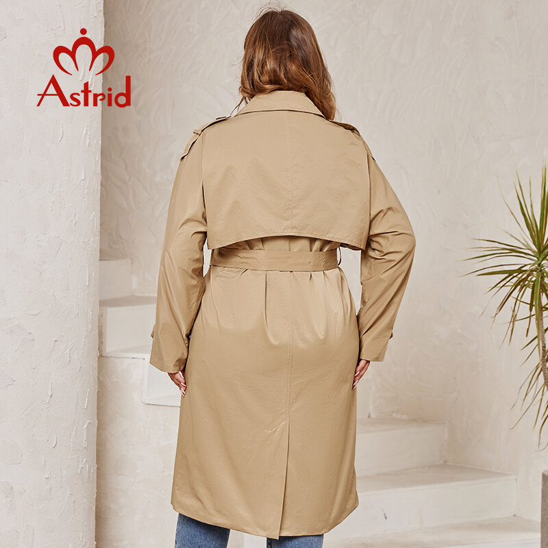 Astrid mantel panjang Musim Semi dan Gugur, pakaian luar wanita ukuran ekstra besar tahan angin modis panjang musim gugur 7246