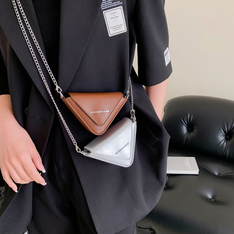 Весна 2023, новая треугольная сумка, однотонная женская мини сумка-мессенджер через плечо, вечерняя сумка, женская сумка с помадой, женская сумка