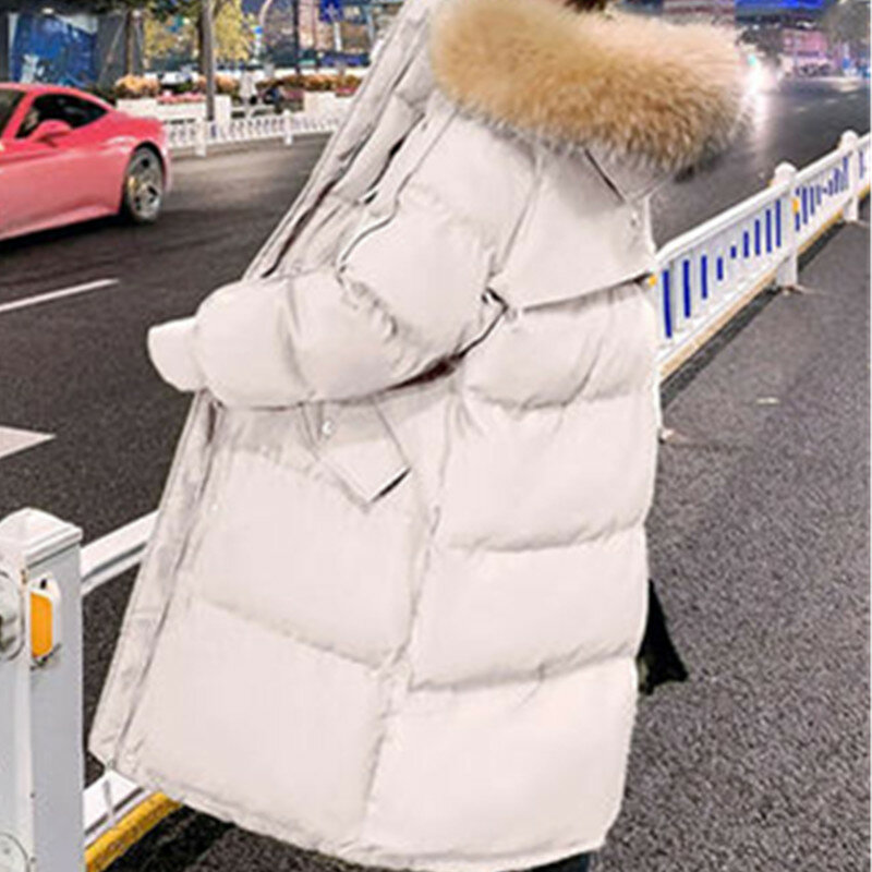 Manteau matelassé en coton surdimensionné pour femme, pardessus chaud épais, veste longue à capuche, parkas vertes pour femme, hiver