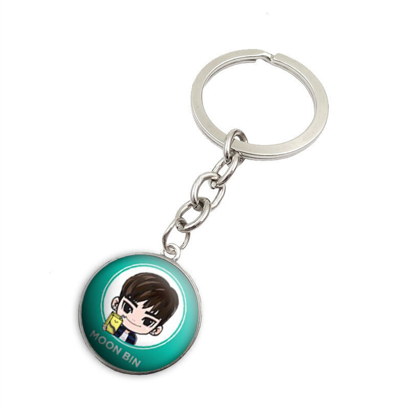 Kpop ASTRO Metal Keychain AROHA Bag Pendant Cartoon Character Image Keychain Cha Eun Woo MJ JINJIN MOONBIN Gift Fans Collection