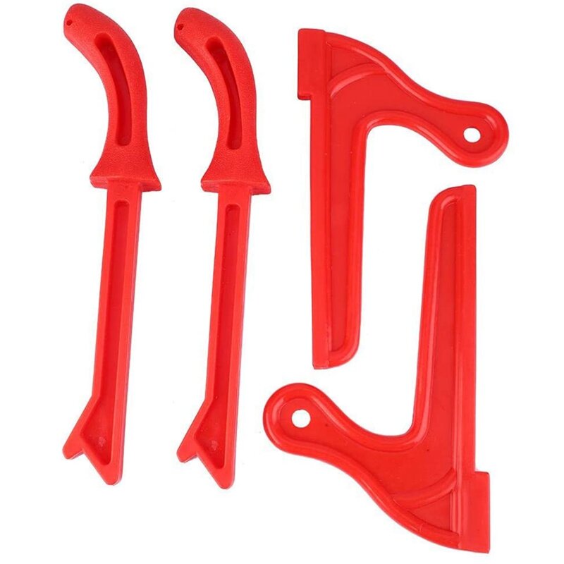 Juego de herramientas de seguridad para carpintería, 4 piezas, sierra manual protectora, palos de empuje de plástico, Rojo