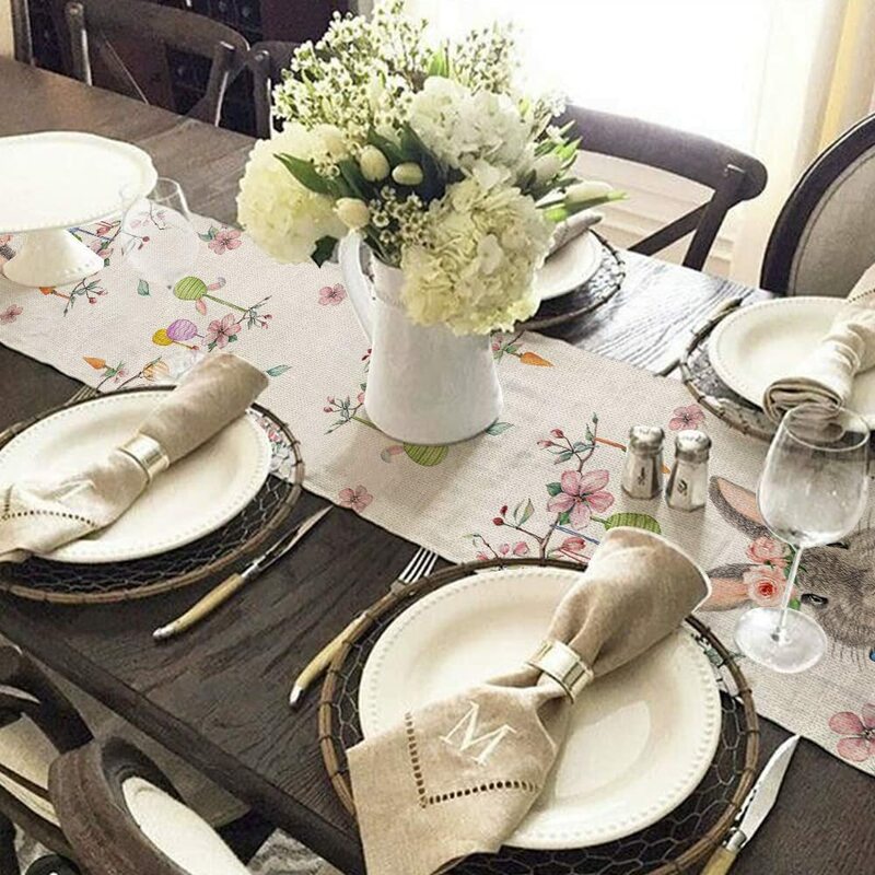 Happy Easter Egg niedlichen Hasen Tisch läufer Urlaub Party Dekoration Sommer sammeln Essen für Hochzeits dekorationen