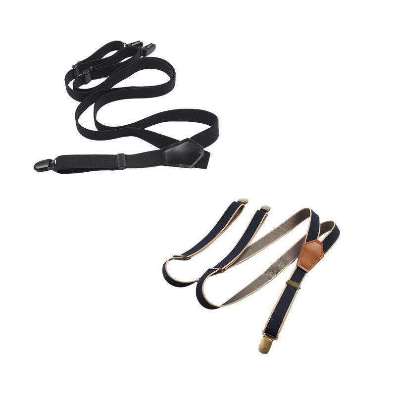 Suspenders for Men with 3 Hook Clips Vintage Style Heavy Duty Trousers Braces Elastic for Formal Events Costume Pants