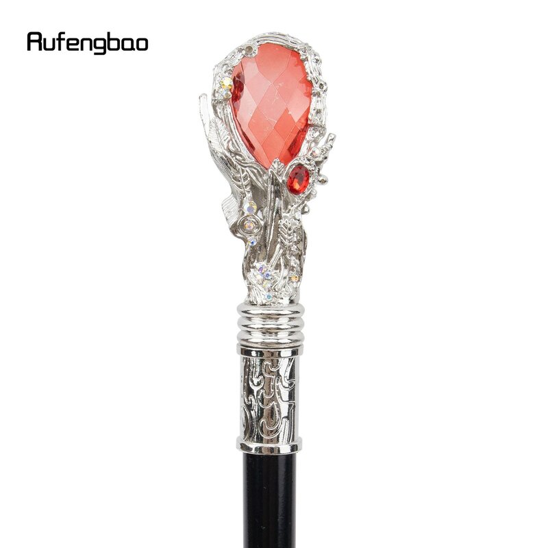 Bastón para caminar de color blanco y rojo con diamantes, palo decorativo de 95cm, elegante, para Cosplay