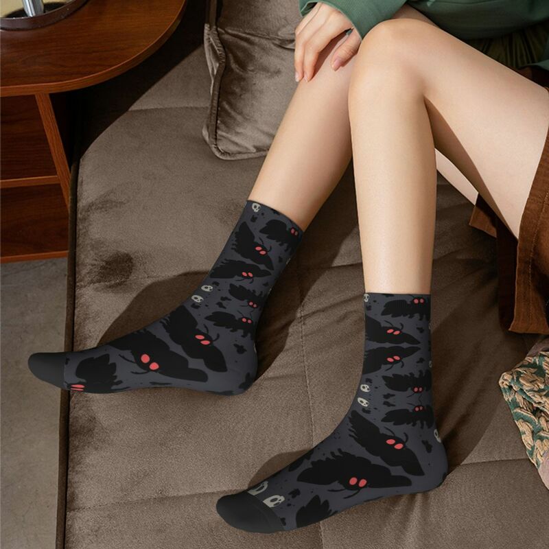 Носки Mothman серые ночные супер мягкие чулки Харадзюку всесезонные длинные носки аксессуары для подарка унисекс