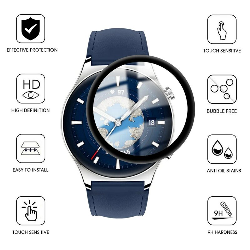 Protecteur d'écran pour Honor Watch GS 3, film souple anti-éclats, coque de protection pas en verre pour Huawei Watch GS 3 Smartwatch