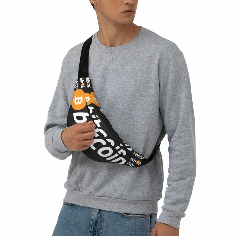 Riñonera Unisex con logotipo de Bitcoin, bolso cruzado multifunción, bolsos de pecho, paquete de cintura de viaje corto