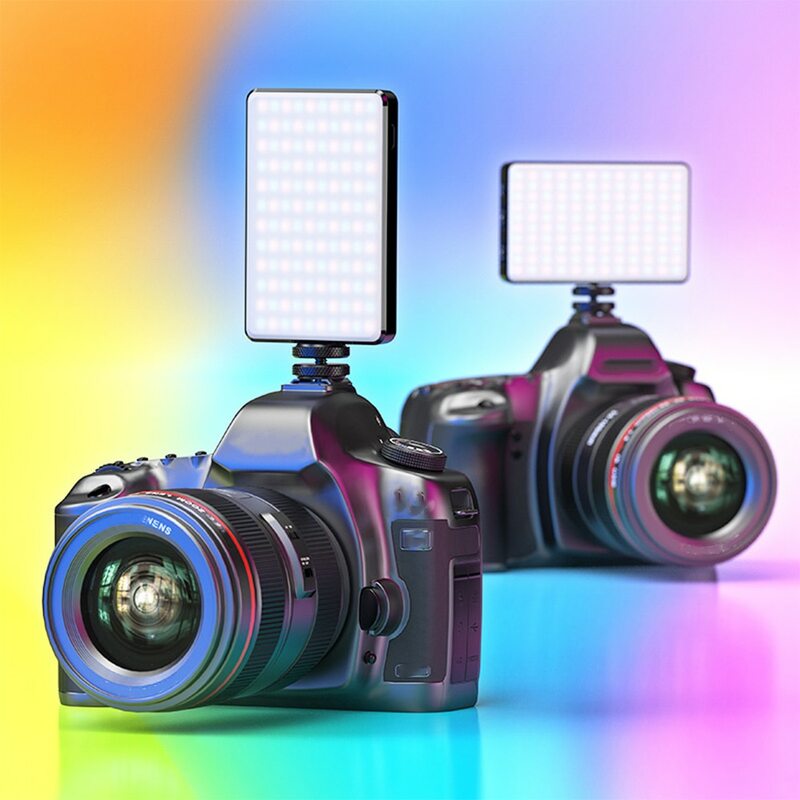 Réinitialisation Fill Video Light avec 6 cartes de documents, batterie aste intégrée, 10 niveaux de luminosité, lumière de bureau réglable