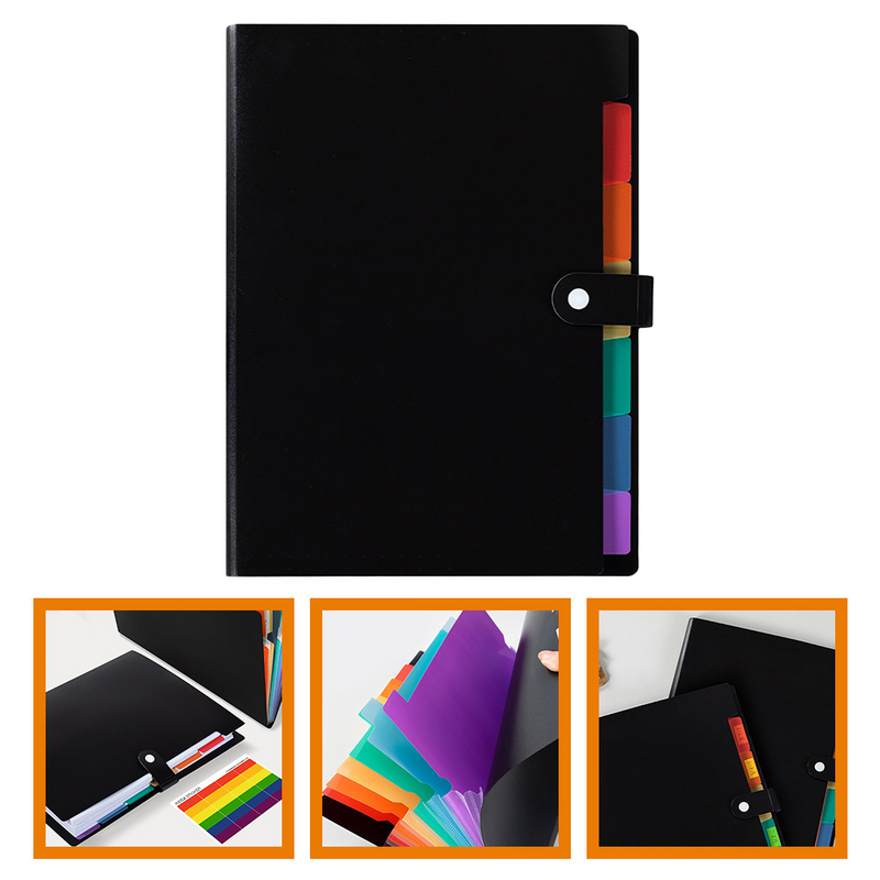 A4 Folder Small File Wallet Receipt Folder Accordion Folder 7-layer 13-layer File Case Waterproof with Self-adhesive Index Tabs