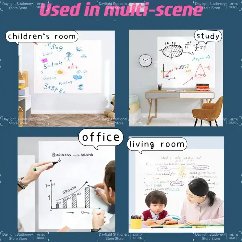 Width: 45CM Reusable Static Whiteboard Adheres To Walls Without Damage Easy To Apply and Remove Dry Eraser White Board