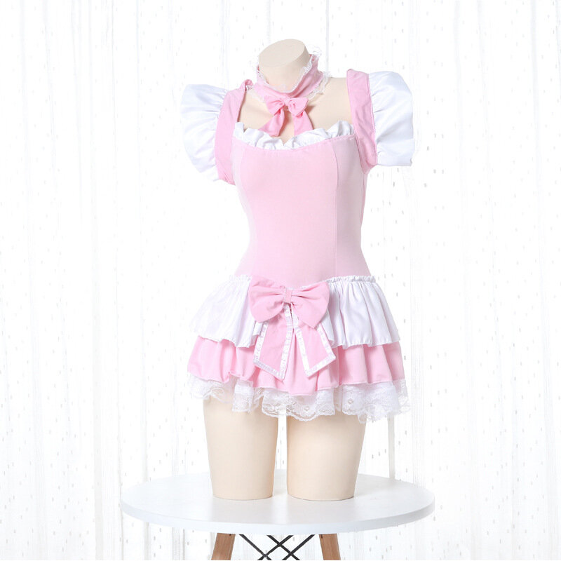 Pink Kawaii Ruffle Maid Outfit prospettiva Dress Japanese Women Girls Cosplay Costume Sexy Dress Show Suit